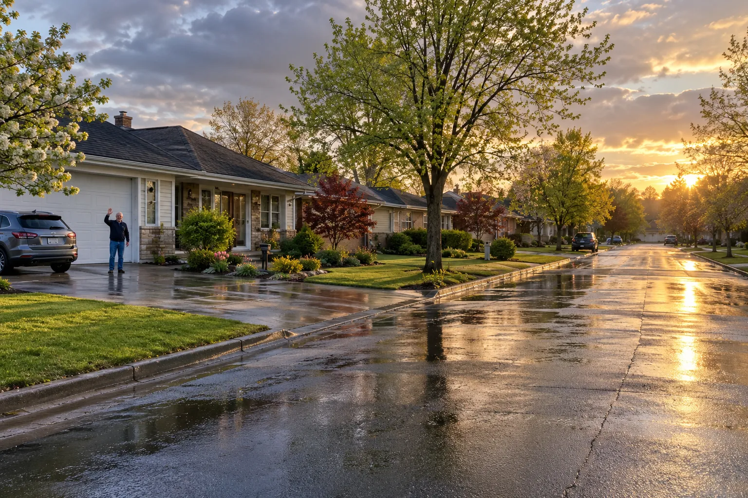Homes with sturdy roofs on a quiet street in Arlington Heights